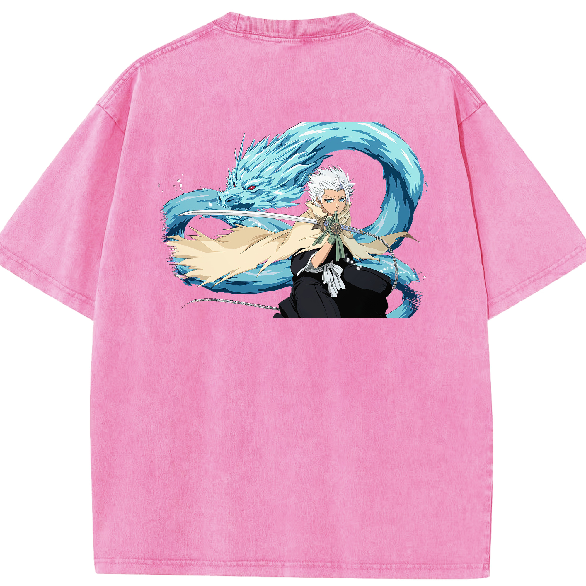 （画像用） ブリーチ 日番谷冬獅郎（ひつがや とうしろう） BLEACH Hitsugaya Toushirou 綿100% ヴィンテージ風 半袖Tシャツ（背面プリント）